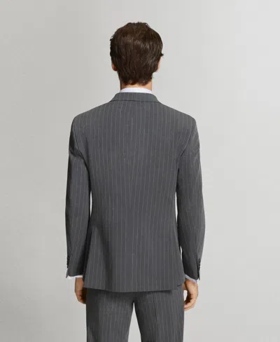 Mango Monaco Double-breasted Slim-fit Suit Blazer In Gray