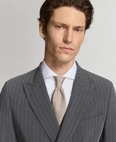 Mango Monaco Double-breasted Slim-fit Suit Blazer In Gray