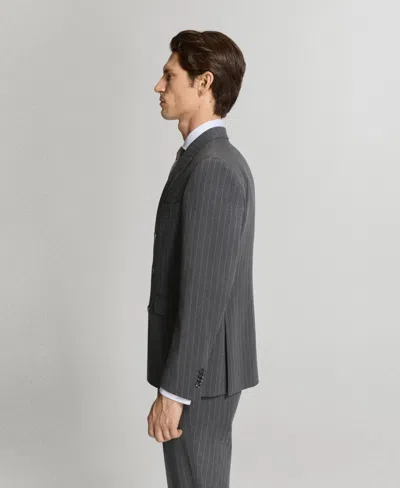 Mango Monaco Double-breasted Slim-fit Suit Blazer In Gray