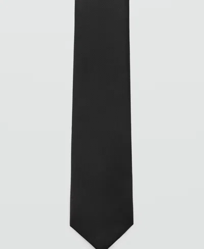 Mango Men's Smooth Micro-structured Tie In Black