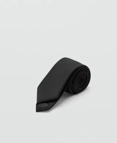 Mango Men's Smooth Micro-structured Tie In Black