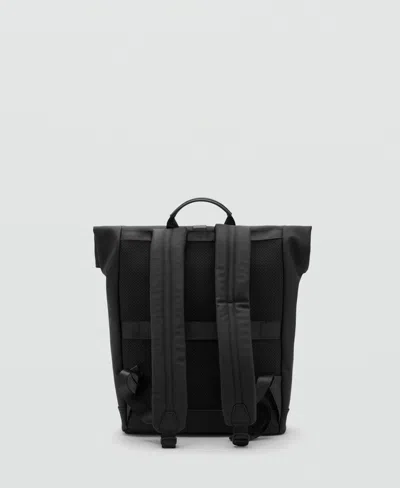 Mango Men's Flap Closure Rubberized Backpack In Black