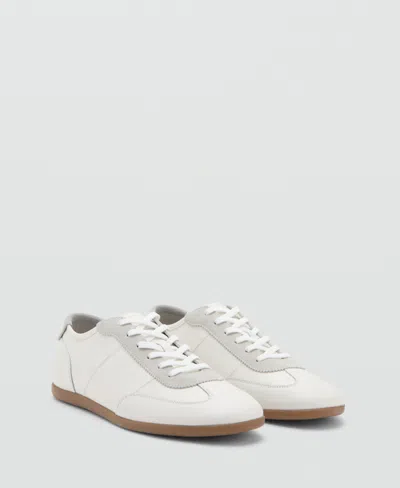 Mango Leather Mixed Sneakers In White