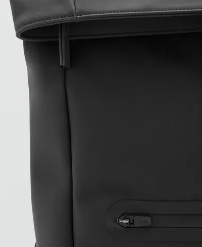 Mango Men's Flap Closure Rubberized Backpack In Black