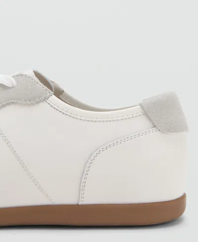 Mango Leather Mixed Sneakers In White