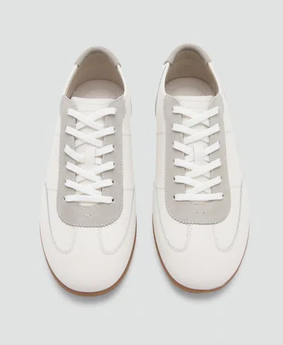 Mango Leather Mixed Sneakers In White