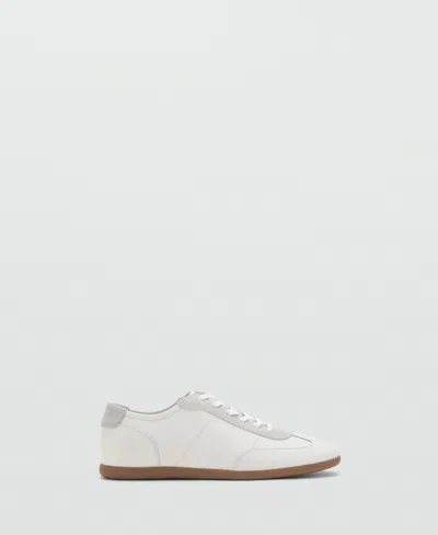 Mango Leather Mixed Sneakers In White