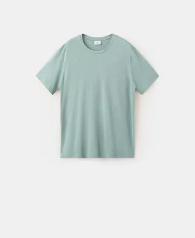 Mango Slim-fit Linen-blend T-shirt In Green