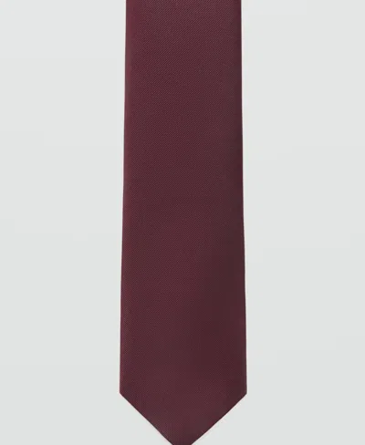 Mango Men's Smooth Micro-structured Tie In Burgundy