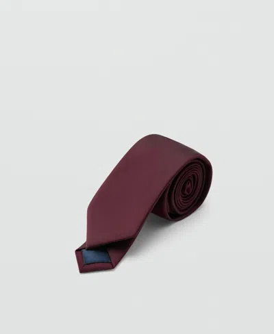 Mango Men's Smooth Micro-structured Tie In Burgundy