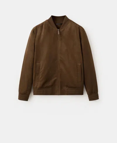 Mango Suede-effect Bomber Jacket In Brown