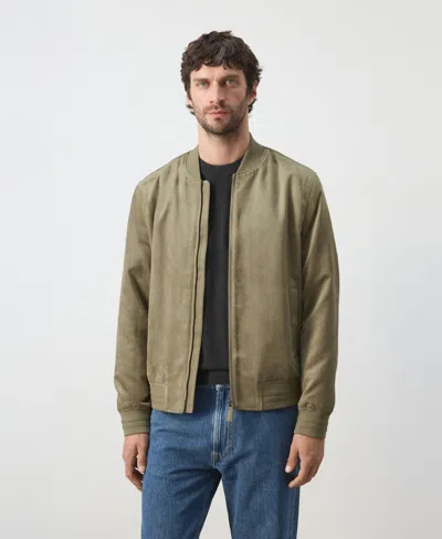 Mango Suede-effect Bomber Jacket In Green