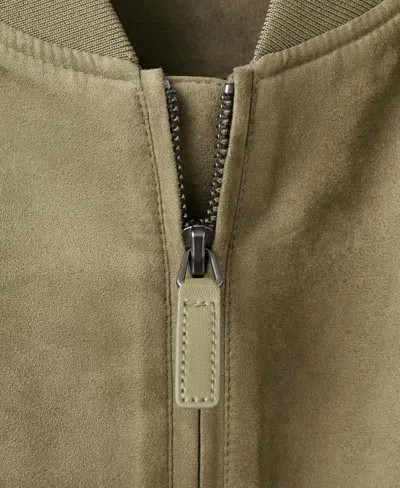Mango Suede-effect Bomber Jacket In Green