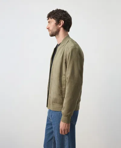 Mango Suede-effect Bomber Jacket In Green