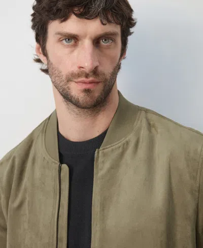 Mango Suede-effect Bomber Jacket In Green