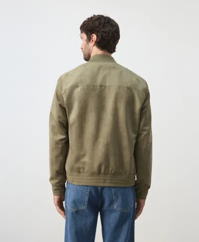 Mango Suede-effect Bomber Jacket In Green