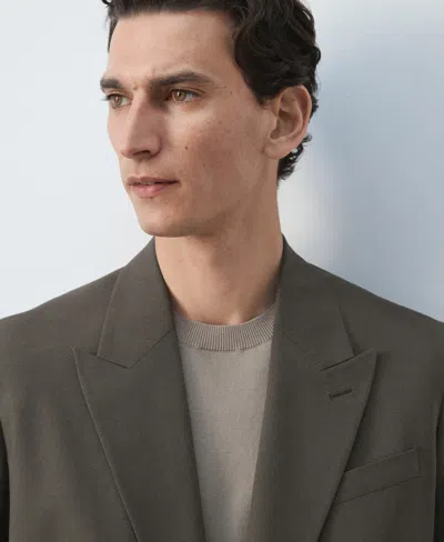 Mango Boston Regular-fit Double-breasted Suit Blazer In Yellow