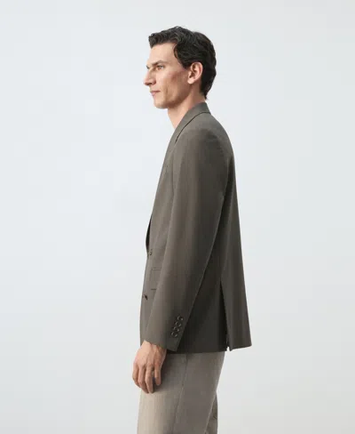Mango Boston Regular-fit Double-breasted Suit Blazer In Yellow