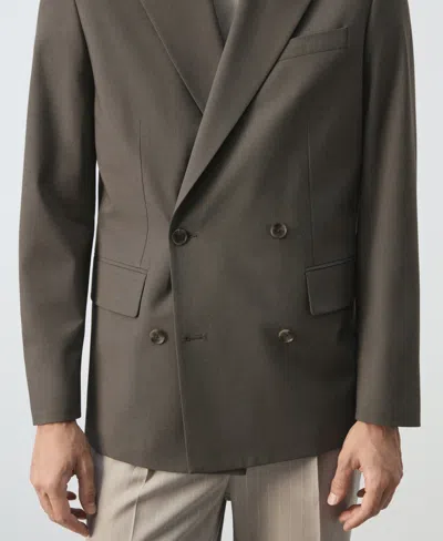 Mango Boston Regular-fit Double-breasted Suit Blazer In Yellow
