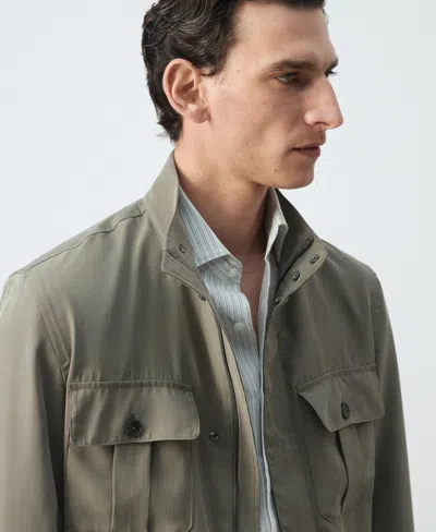 Mango Modal Jacket With Pockets In Gold