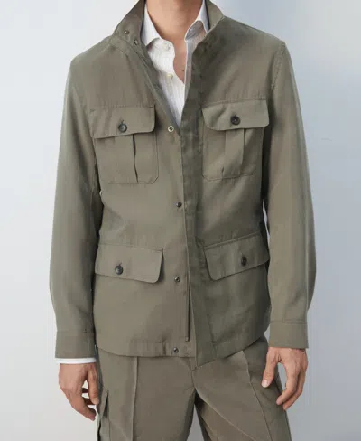 Mango Modal Jacket With Pockets In Gold