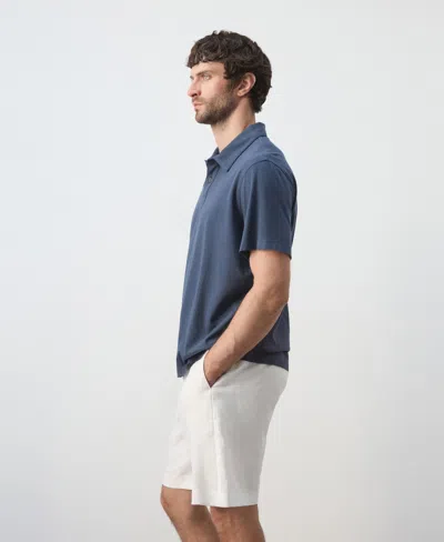 Mango Solid 100% Cotton Polo In Blue