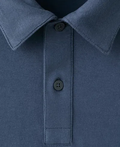 Mango Solid 100% Cotton Polo In Blue