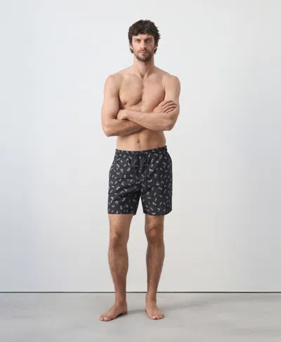 Mango Printed Swimsuit With Drawstring In Black