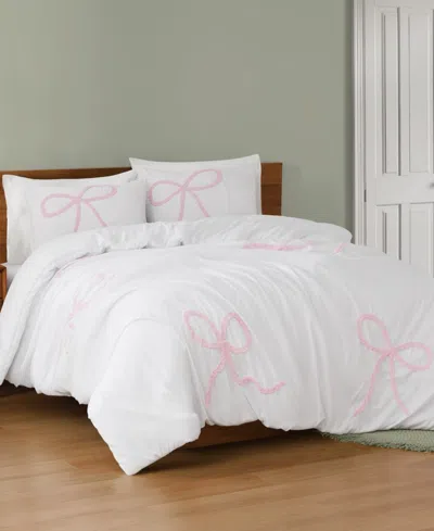 Truly Soft Textured Bow 3-piece Comforter Set, King In Multi