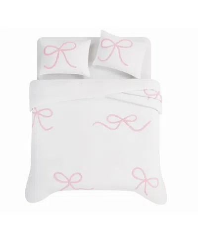 Truly Soft Textured Bow 3-piece Comforter Set, King In Multi