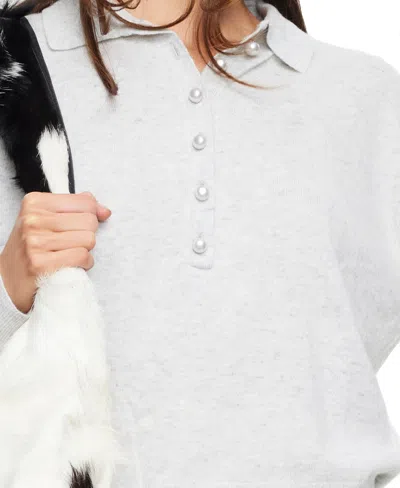 Lioness Coco Knit Button Placket Top In White