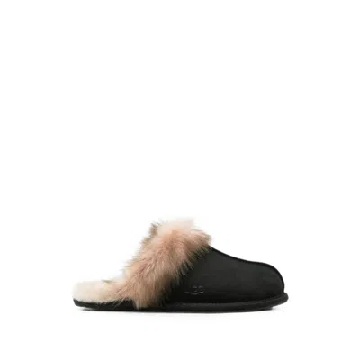 Ugg Leather Fur-lined Round-toe Flat Mules In Multi