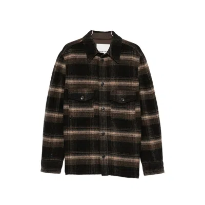 Isabel Marant Plaid Structured Collar Wool-blend Jacket In Brown