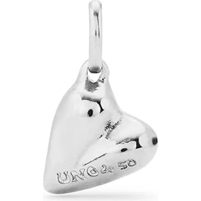 Unode50 Sterling Silver-plated Heart Shaped Charm In Metallic
