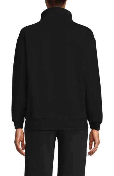 Lands' End Serious Sweats Relaxed Quarter Zip Pullover Sweatshirt In Black