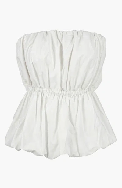 Modenaire Strapless Peplum Top In White