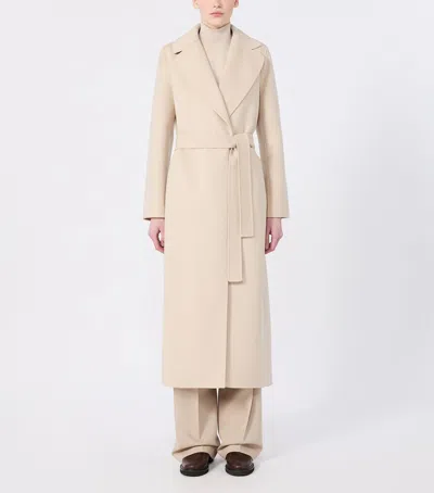 Max Mara Virgin Wool Wrap Coat In Pink
