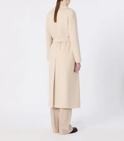 Max Mara Virgin Wool Wrap Coat In Pink