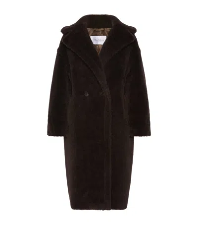 Max Mara Teddy Bear Alpaca Wool Oversized Coat In Brown
