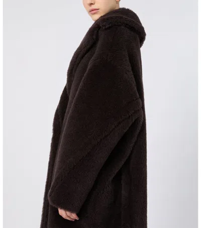 Max Mara Teddy Bear Alpaca Wool Oversized Coat In Brown