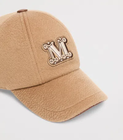 Max Mara Cashmere Monogram Cap In Brown