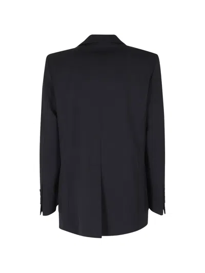 Seventy Blue Single-breasted Back Vent Polyester-blend Jacket In Black