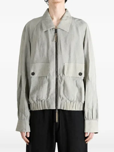 Ziggy Chen Panelled-design Button-pocket Jacket In Gray