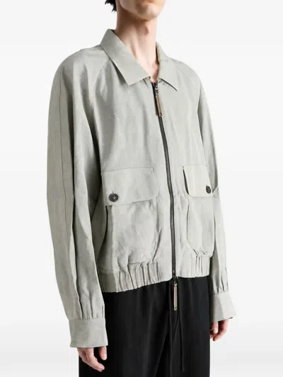 Ziggy Chen Panelled-design Button-pocket Jacket In Gray