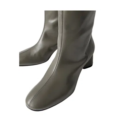 Aeyde Leather Knee Boots In Gray