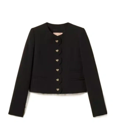 Twinset Button-front Long-sleeve Casual Jacket In Black