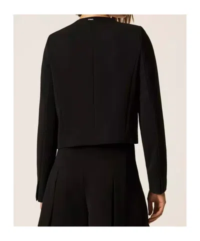 Twinset Button-front Long-sleeve Casual Jacket In Black