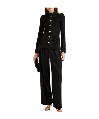 Galvan Solid Color Suede Jacket In Black