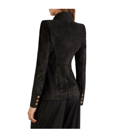 Galvan Solid Color Suede Jacket In Black