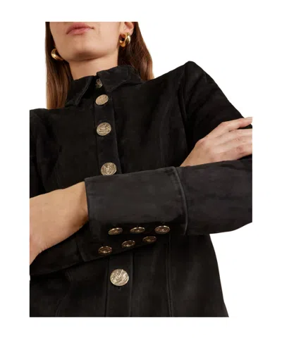 Galvan Solid Color Suede Jacket In Black